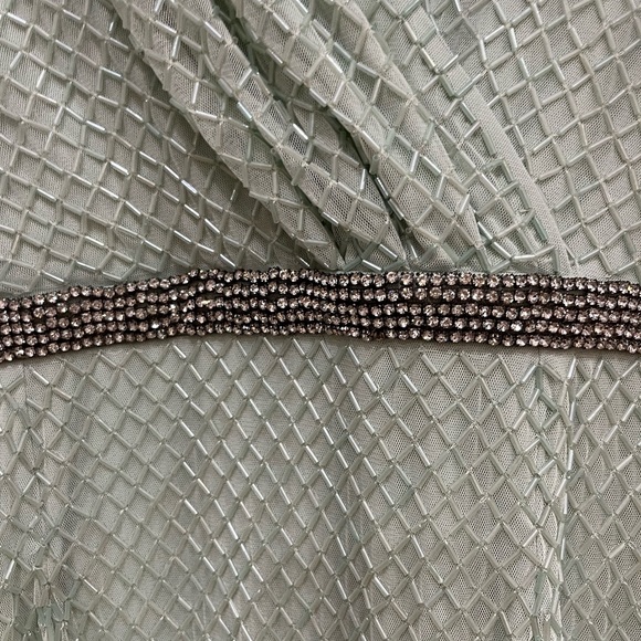 Short Sleeve Beaded V-Neck Gown - Picture 6 of 7